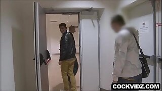 Taking a break for a blowjob in the bathroom